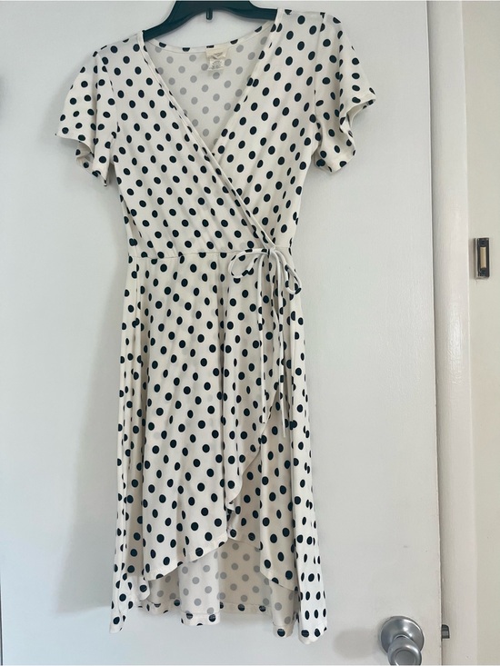 Caution To The Wind Dresses & Skirts - Polka Dot Wrap Dress - White with Black Dots Size Small
